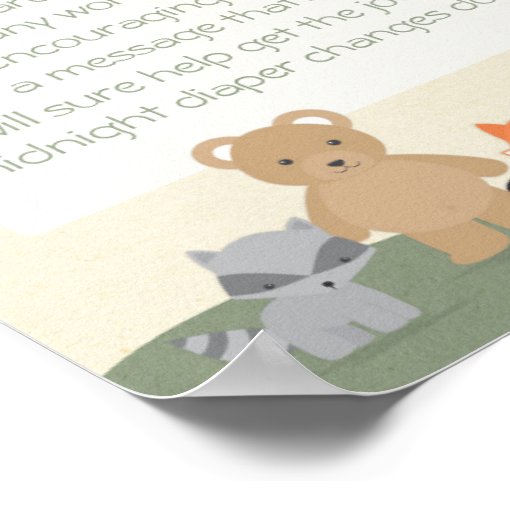 Woodland "Diaper Thoughts" Poster | Zazzle