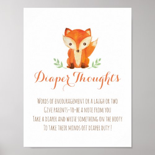 Woodland Diaper Thoughts Poster _ Boy