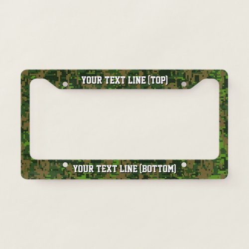 Woodland Digital Camo graphic on a Personalized License Plate Frame