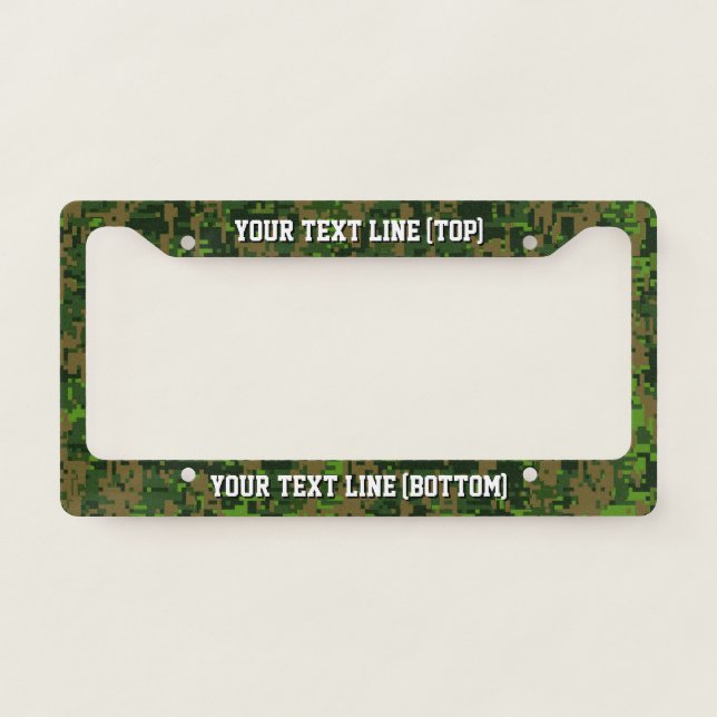 Woodland Digital Camo graphic on a Personalized License Plate Frame (Front)