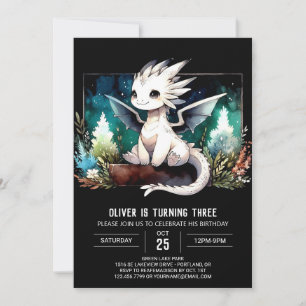 Woodland Digital Dragon Birthday Invitation