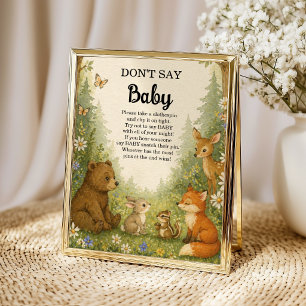 Woodland Don’t Say Baby Game Sign Forest Animals