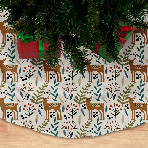 Woodland Earth Tones Deer Pattern Brushed Polyester Tree Skirt