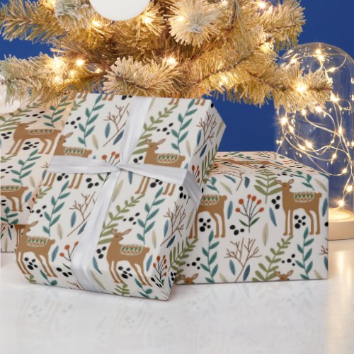 Woodland Earth Tones Deer Pattern Wrapping Paper