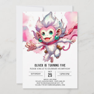 Woodland Editable Monkey Birthday Invitation