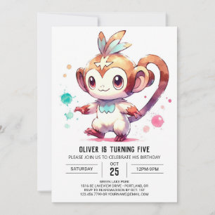 Woodland Editable Monkey Birthday Invitation