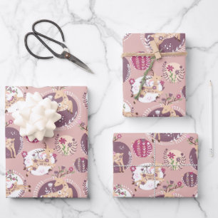 Woodland Elegance: Deer and Fawn Fantasy Wrapping Paper Sheets