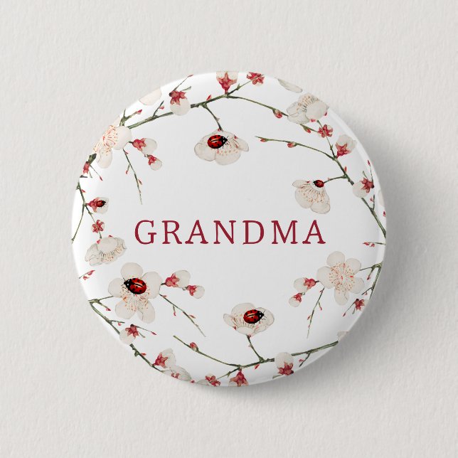 Woodland Elegant Butterfly Baby Shower Button (Front)