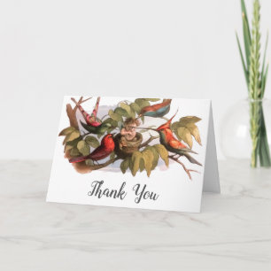 Woodland Elf in Nest: Antique Bird Sprite Fairy Thank You Card