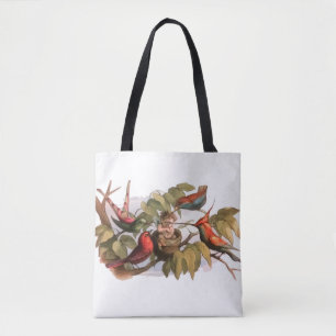 Woodland Elf in Nest: Antique Bird Sprite Fairy Tote Bag