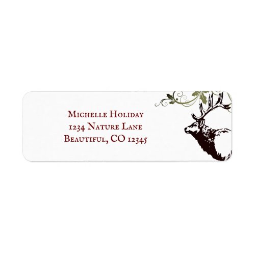 Woodland Elk and Holly Winter Holiday Address Label