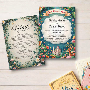 Woodland Enchanted Forest Castle Fairytale Wedding Invitation