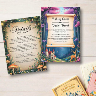 Woodland Enchanted Forest Castle Fairytale Wedding Invitation