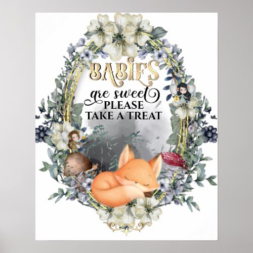 Woodland enchanted forest sweet treat Baby Shower Poster