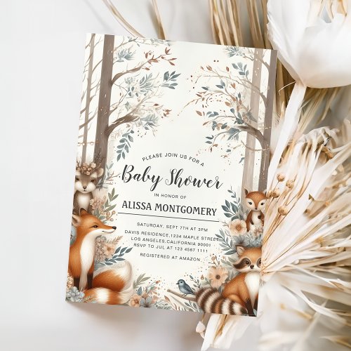 Woodland Enchantment baby shower Invitation