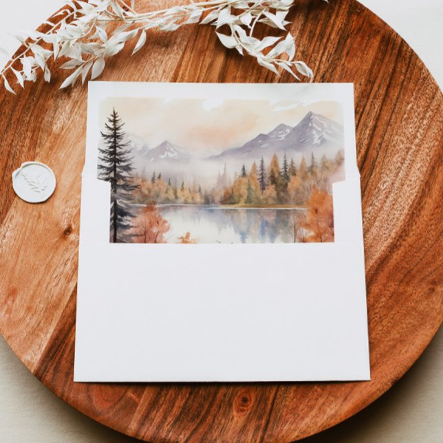Woodland Envelope Liner Watercolor Mountains Fall (Creator Uploaded)