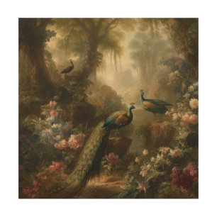 Woodland Estate Peacock Trio Timber Gallery Piece Wood Wall Art