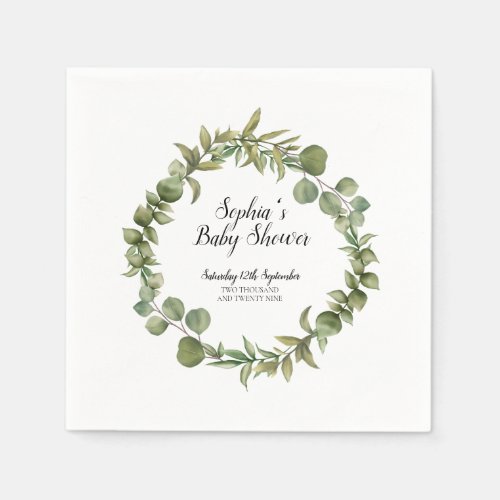 Woodland Eucalyptus Greenery Baby ShowerSprinkle Napkins