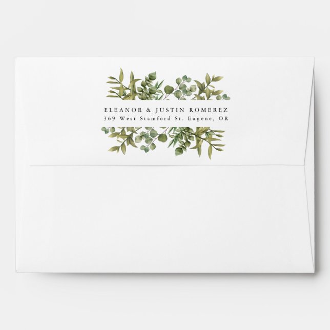 Woodland Eucalyptus Greenery Return Address Envelope (Back (Top Flap))