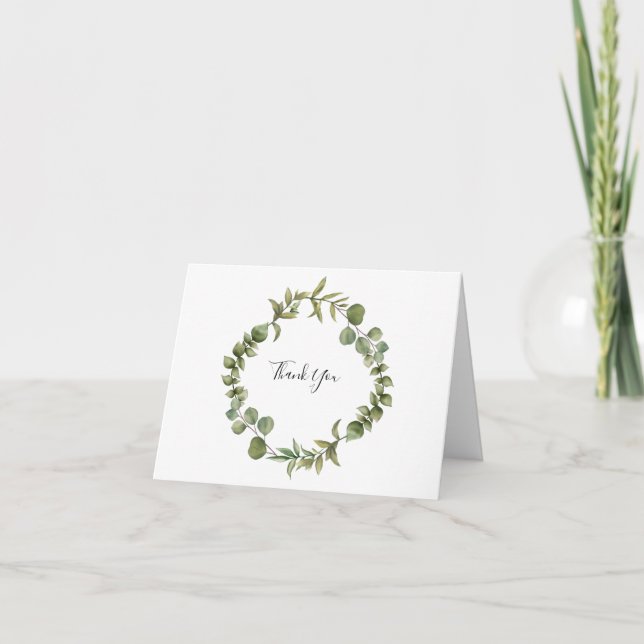 Woodland Eucalyptus Greenery Thank You Card (Front)