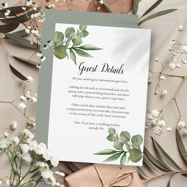 Woodland Eucalyptus Greenery Wedding Details Enclosure Card (Woodland Eucalyptus Greenery Wedding Details Enclosure Card)