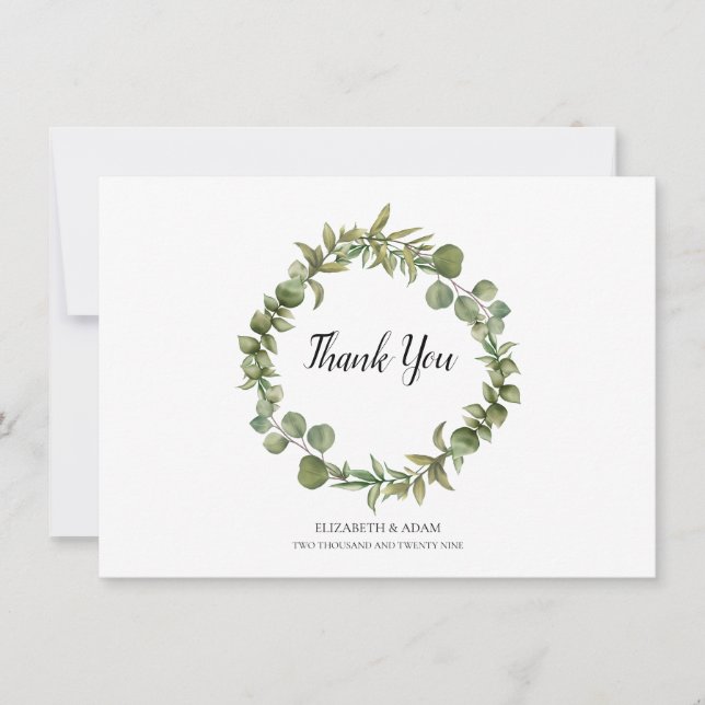 Woodland Eucalyptus Greenery Wedding Thank You (Front)