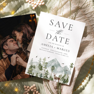 Woodland Evergreen Forest Save the Date Invitation