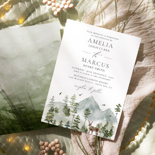 Woodland Evergreen Mountains Wedding Invitation