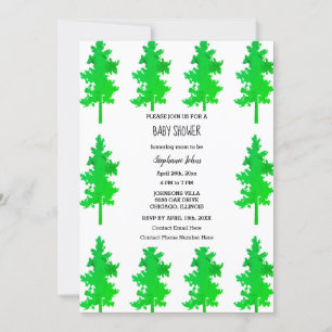 Woodland Evergreen Trees Colorful Baby Shower Invitation