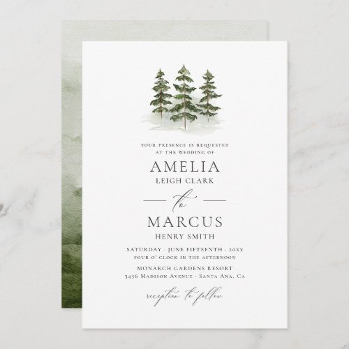 Woodland Evergreen Trees Wedding Invitation