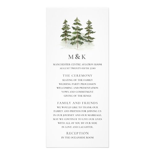 Woodland Evergreen Wedding Program Card
