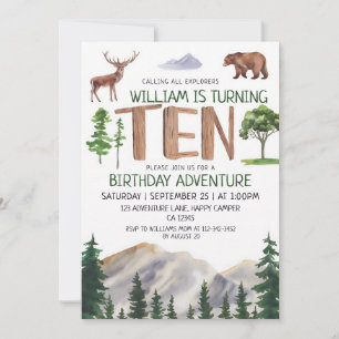 Woodland Explorer 10th Birthday Adventure Invitation