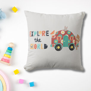 Woodland Explorers Kids Throw Pillow