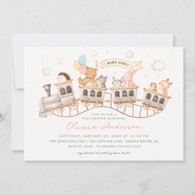 Woodland Express Baby Shower Invitation (Front)