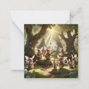 Woodland Faerie Mouse Musicians Note Card