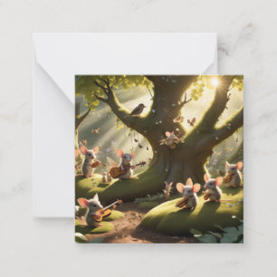 Woodland Faerie Musical Mice Note Card