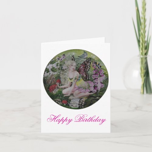 Woodland fairy birthday greeting card