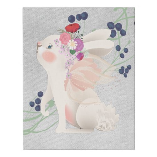 Woodland Fairy Bunny Textured Faux Canvas