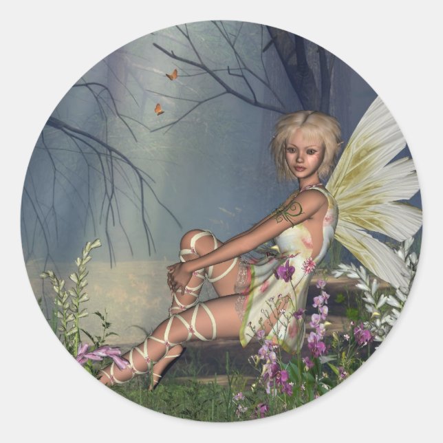 Woodland Fairy Classic Round Sticker (Front)