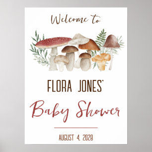 Woodland Fairy, Mushroom Baby Shower Welcome Poster