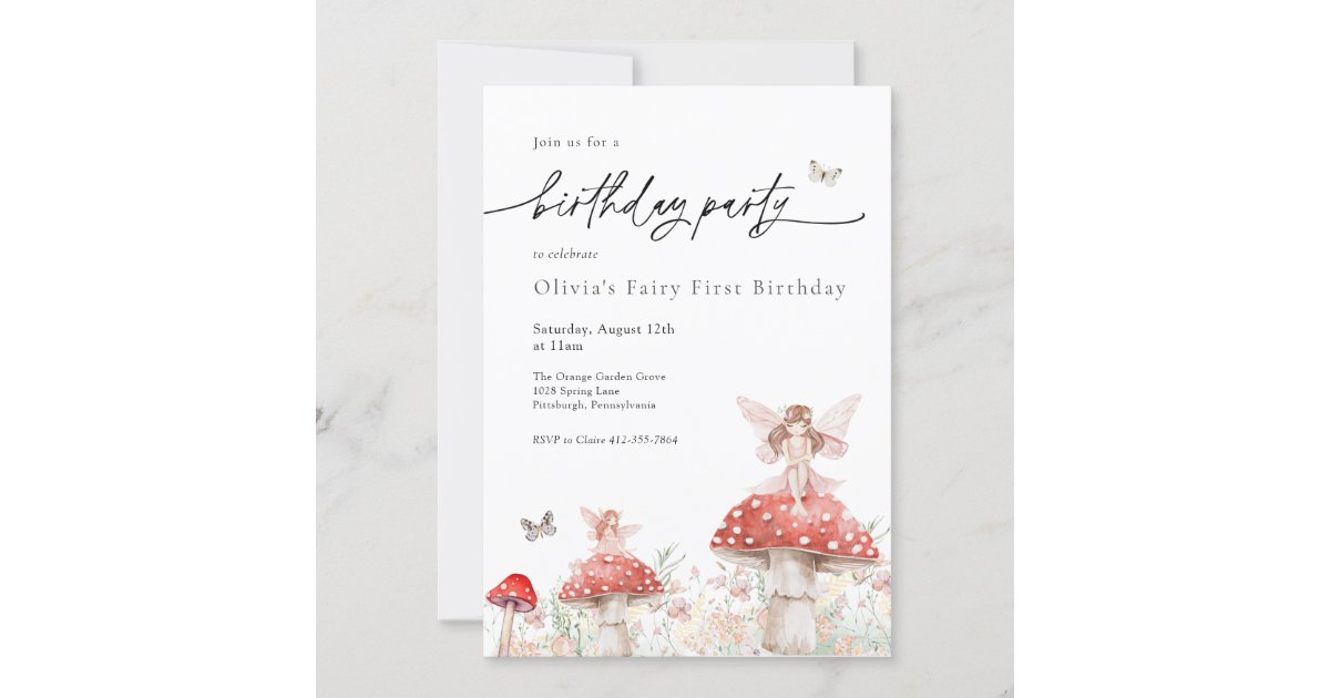 Woodland Fairy Mushroom Birthday Invitation | Zazzle