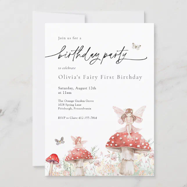 Woodland Fairy Mushroom Birthday Invitation | Zazzle