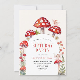 Woodland Fairy Mushroom Birthday Invitation