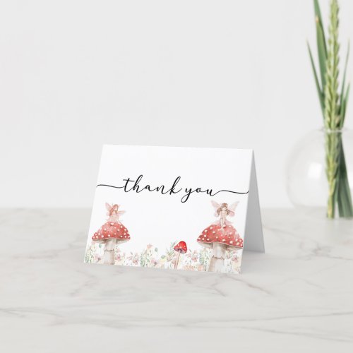 Woodland Fairy Mushroom Thank You Card