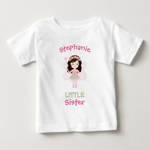 Woodland Fairy Princess Little Sister Baby T_Shirt