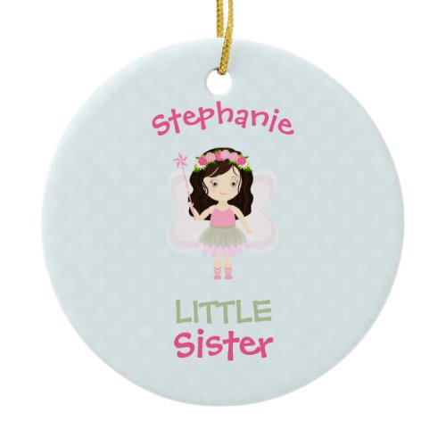 Woodland Fairy Princess Little Sister Ceramic Ornament