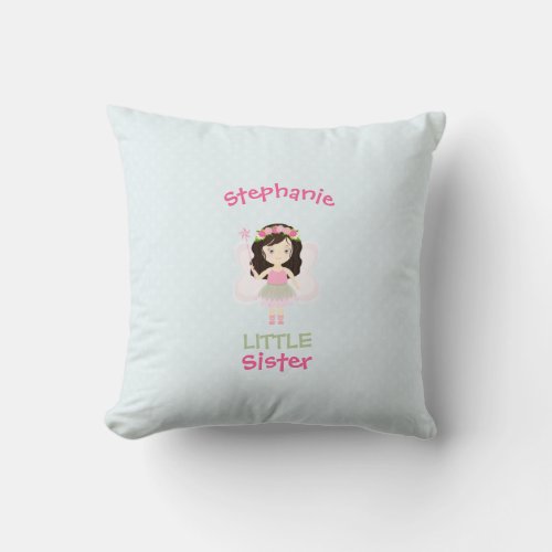 Woodland Fairy Princess Little Sister Throw Pillow