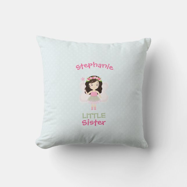 Woodland Fairy Princess Little Sister Throw Pillow (Front)