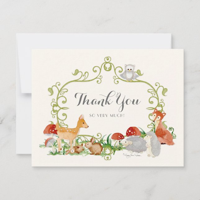 Woodland Fairy Tale Baby Shower Thank You Notes (Front)