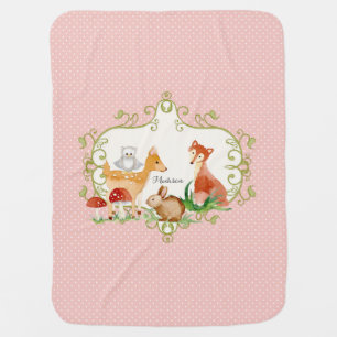 Woodland Fairy Tale Forest Animals Nursery Throw Baby Blanket